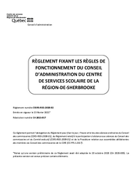 Règlement fixant les règles de fonctionnement du conseil d'administration du CSSRS