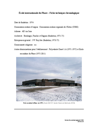 Fiche technique chronologique de l'école internationale du Phare