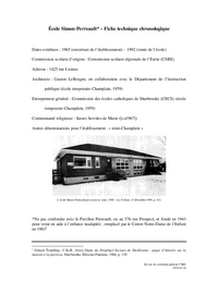 Fiche technique chronologique de l'école Simon-Perreault