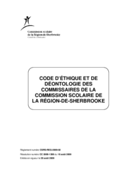 Code d'éthique et de déontologie des commissaires de la  CSRS