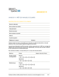 Annexe 6 : Formulaire de prêt de manuels scolaires