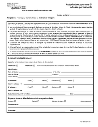 Formulaire d'autorisation pour une 2e adresse permanente