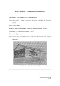 Fiche technique chronologique de l'école Lafontaine