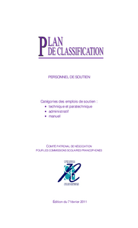 Plan de classification du personnel de soutien (technique et paratechnique, administratif et manuel) 2011