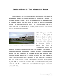 Une brève histoire de l’école primaire de la Samare