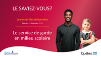 Le saviez-vous? Le service de garde en milieu scolaire - Conseil d'établissement 2021