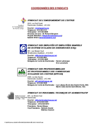 Liste des coordonnées des syndicats