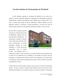Une brève histoire de l’école primaire de l’Écollectif
