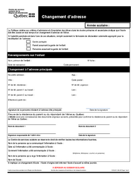 Formulaire de changement d'adresse
