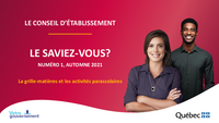 Le saviez-vous? La grille-matières et les activités parascolaires - Conseil d'établissement 2021