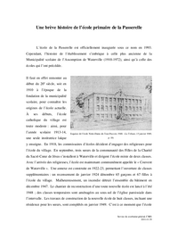 Une brève histoire de l’école primaire de la Passerelle 