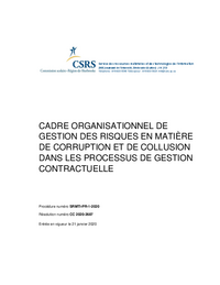 Cadre organisation de gestion des risques en matière de corruption et de collusion dans les processus de gestion contractuelle