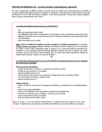 Liste des preuves de résidence acceptées (ex.: nouvelle inscription, déménagement, séparation)
