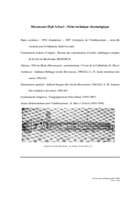 Fiche technique chronologique du Marymount High School