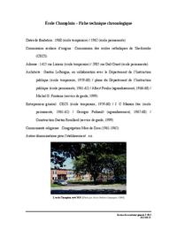 Fiche technique chronologique de l'école Champlain