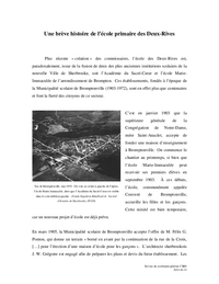 Une brève histoire de l’école primaire des Deux-Rives