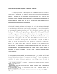 Histoire CSSRS : Débuts de l’enseignement au Québec et en Estrie, 1635-1854