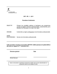 Procédure d’admission