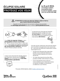 Feuillet : Éclipse solaire - Protégez vos yeux!