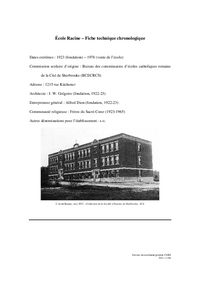 Fiche technique chronologique de l'école Racine