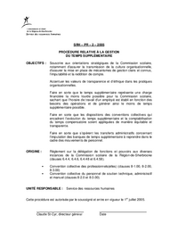 Procédure relative à la gestion du temps supplémentaire