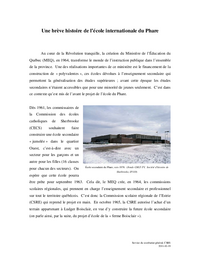 Une brève histoire de l’école internationale du Phare