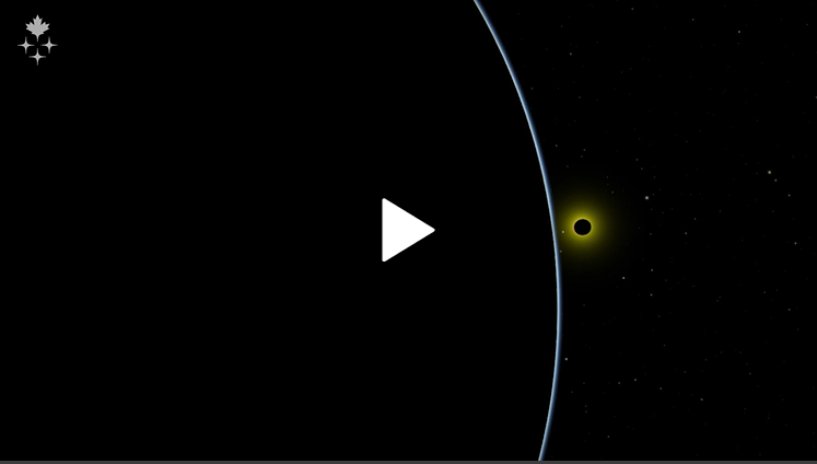 Animation montrant le déroulement partiel de l'éclipse solaire du 8 avril 2024